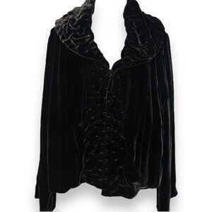 Eileen Fisher Black Velour Evening Jacket Coatigan Formal Relaxed Fit